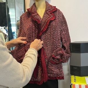 Red and black jacket 100% silk size L